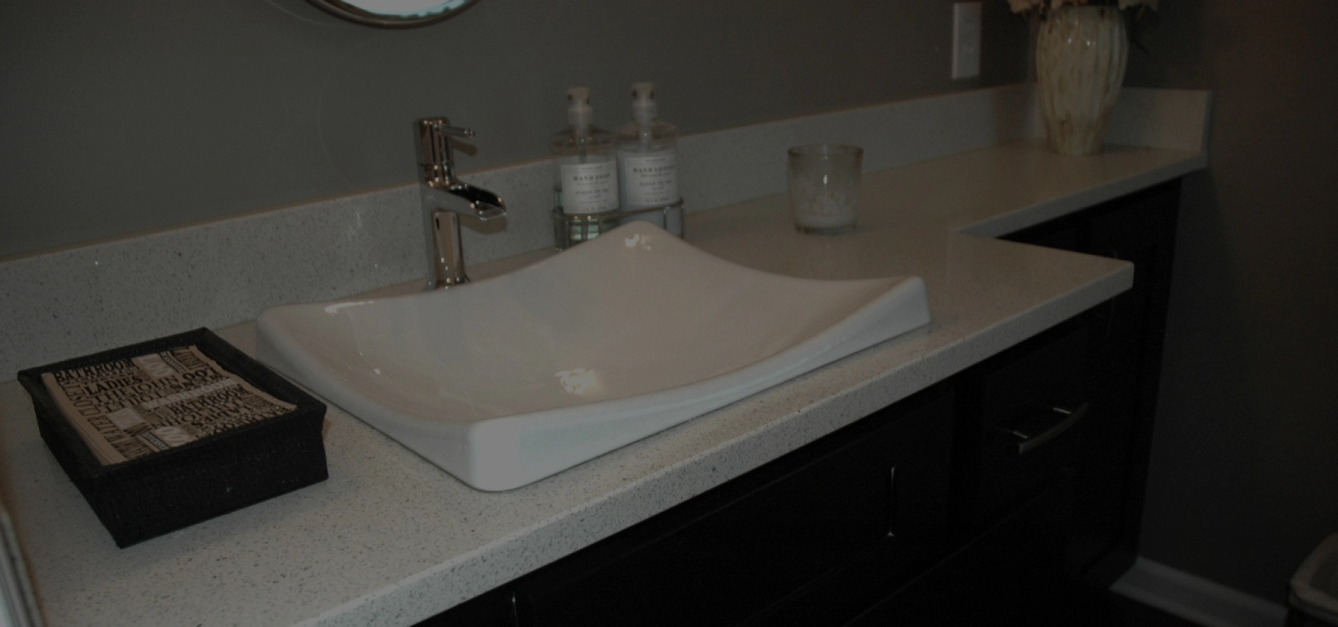 vanity top in a remodeled bathroom